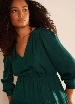 Sud Express Dresses & Overall|Robe Courte Satin A Encolure V Bouteille Rascalou