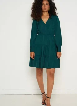 Sud Express Dresses & Overall|Robe Courte Satin A Encolure V Bouteille Rascalou