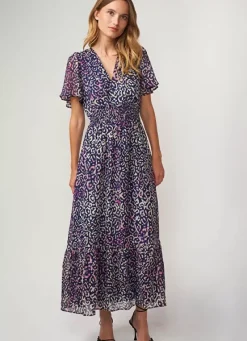 Sud Express Dresses & Overall|Robe Longue Imprimee A Col V Marine Rouza