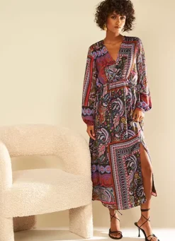 Sud Express Dresses & Overall|Robe Longue Imprimee Kaki Ralage