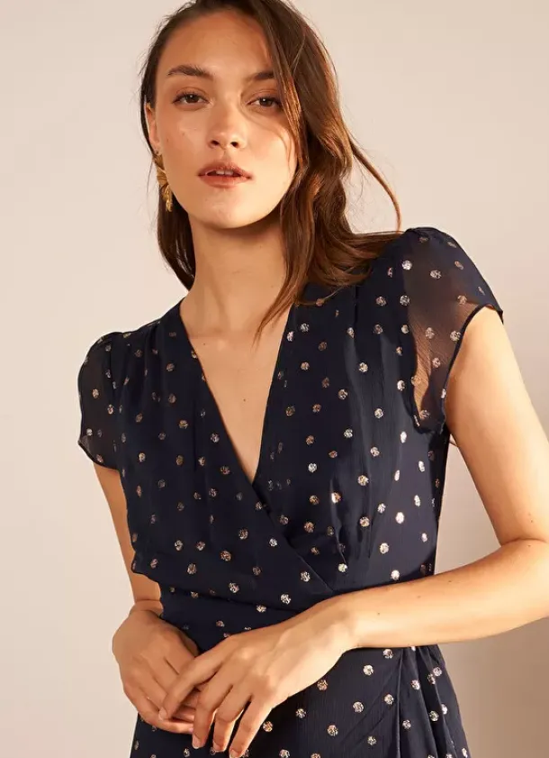 Sud Express Dresses & Overall|Robe Longue Portefeuille Marine Rosabello