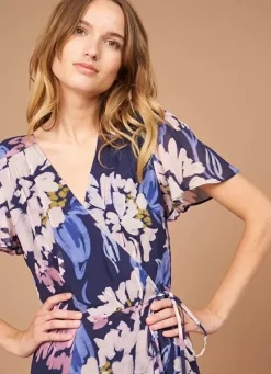 Sud Express Dresses & Overall|Robe Midi Cache-Coeur Imprimee Violet Roxary