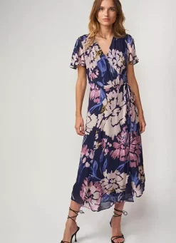 Sud Express Dresses & Overall|Robe Midi Cache-Coeur Imprimee Violet Roxary
