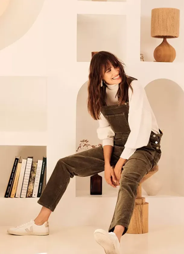 Sud Express Dresses & Overall|Salopette En Velours Kaki Sary