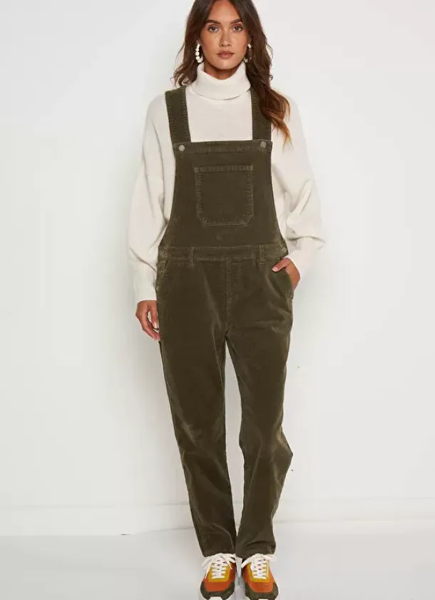 Sud Express Dresses & Overall|Salopette En Velours Kaki Sary