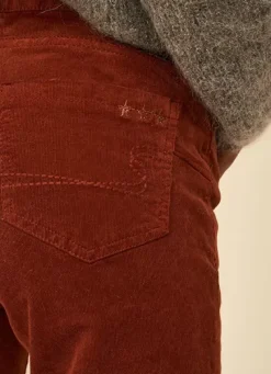 Sud Express Trousers & Jeans|Slim En Velours Cotele Brique Pasha