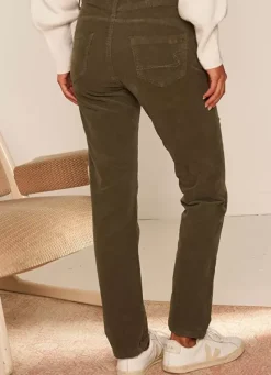 Sud Express Trousers & Jeans|Slim En Velours Cotele Kaki Pasha