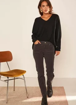 Sud Express Trousers & Jeans|Slim En Velours Cotele Plomb Pasha