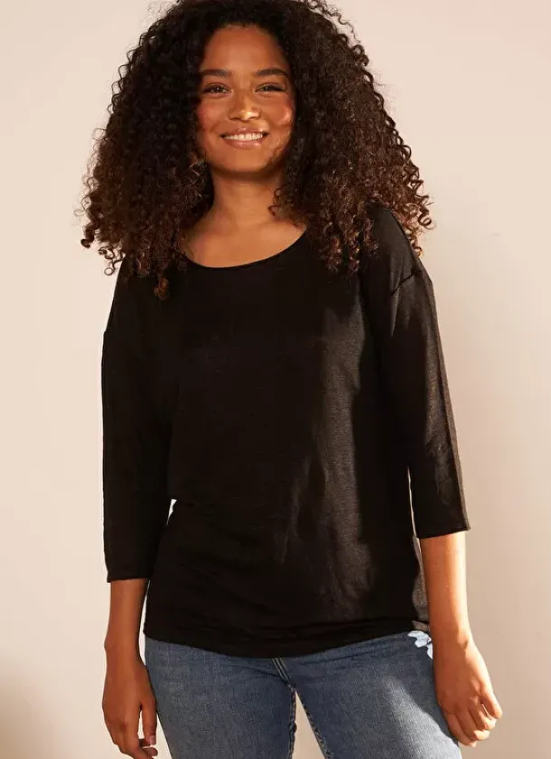 Sud Express T-Shirts|Tee-Shirt Basique Noir Tonia