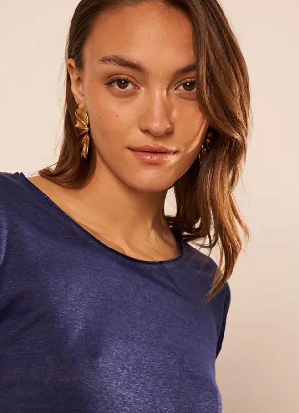 Sud Express T-Shirts|Tee-Shirt Col Rond Bleu Tonia