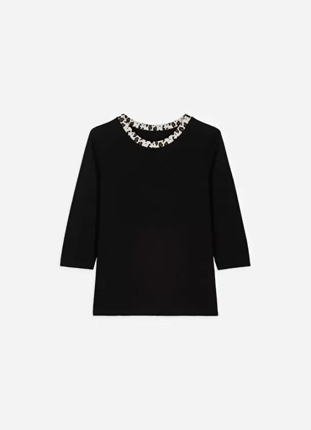 Sud Express T-Shirts|Tee-Shirt Detail Leopard Noir Thilda