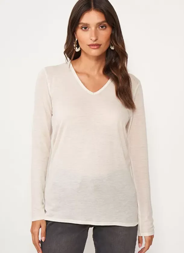 Sud Express T-Shirts|Tee-Shirt Manches Longues Sable Tassina