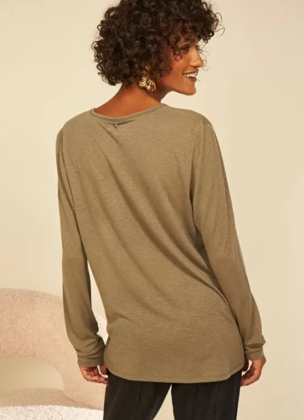 Sud Express T-Shirts|Tee-Shirt Manches Longues Kaki Tassina
