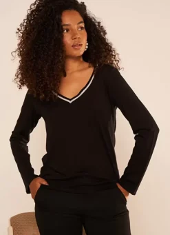 Sud Express T-Shirts|Tee-Shirt Manches Longues Noir Tabilo