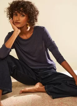 Sud Express T-Shirts|Tee-Shirt Manches Longues Indigo Turiane