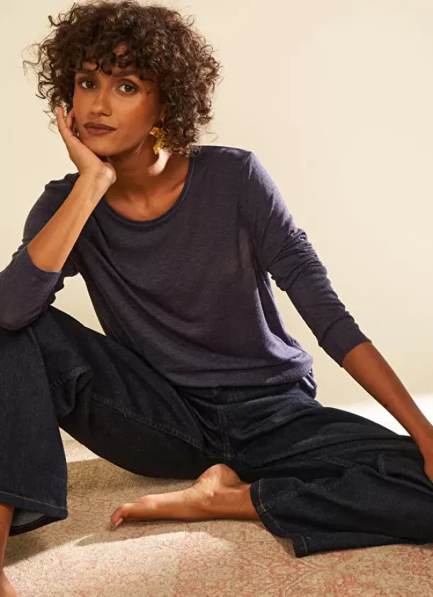 Sud Express T-Shirts|Tee-Shirt Manches Longues Indigo Turiane