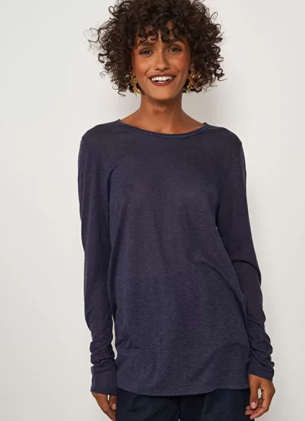 Sud Express T-Shirts|Tee-Shirt Manches Longues Indigo Turiane