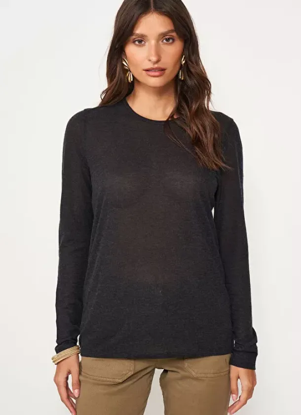 Sud Express T-Shirts|Tee-Shirt Manches Longues Noir Turiane