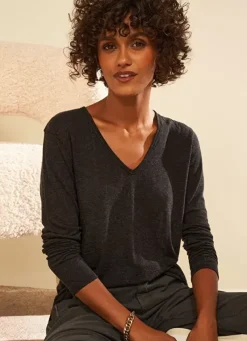 Sud Express T-Shirts|Tee-Shirt Manches Longues Noir Tassina