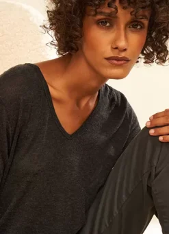 Sud Express T-Shirts|Tee-Shirt Manches Longues Noir Tassina