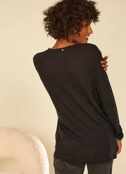 Sud Express T-Shirts|Tee-Shirt Manches Longues Noir Tassina