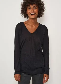 Sud Express T-Shirts|Tee-Shirt Manches Longues Noir Tassina