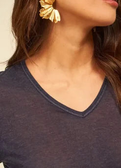 Sud Express T-Shirts|Tee-Shirt Manches Longues Indigo Tassina