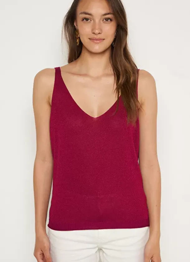 Sud Express Tops & Blouses|Top Details Maille Scintillante Framboise Demoiselles