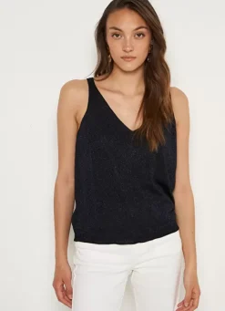 Sud Express Tops & Blouses|Top Details Maille Scintillante Marine Demoiselles