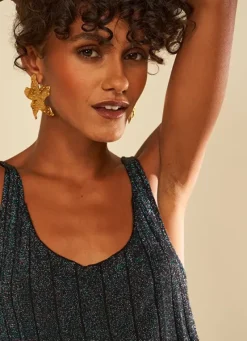 Sud Express Tops & Blouses|Top En Maille Scintillant Noir Dolce