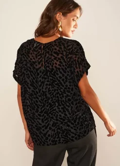 Sud Express Tops & Blouses|Top Manches Courtes Imprime Noir Toxana