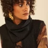 Sud Express Shoes & Accessories|Tour De Cou A Cotes En Cachemire Noir Enorax