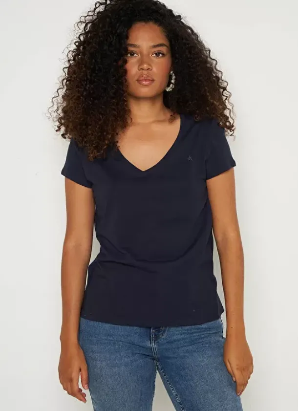 Sud Express T-Shirts|T-Shirt A Col V Marine Thelma