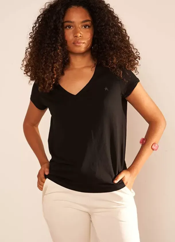 Sud Express T-Shirts|T-Shirt A Col V Noir Thelma