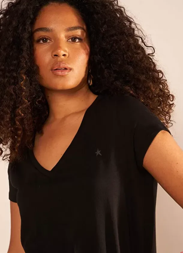 Sud Express T-Shirts|T-Shirt A Col V Noir Thelma