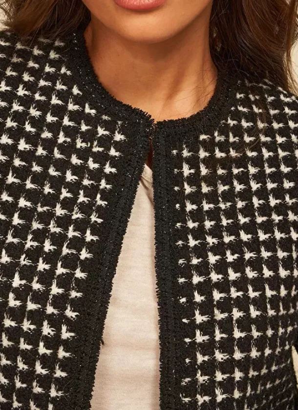 Sud Express Jackets & Coats|Veste En Tweed Bi Colore Noir Valou