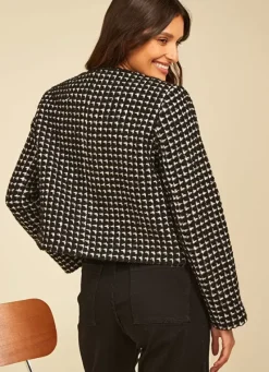 Sud Express Jackets & Coats|Veste En Tweed Bi Colore Noir Valou