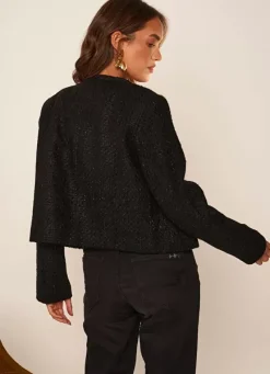 Sud Express Jackets & Coats|Veste En Tweed Noir Valentine