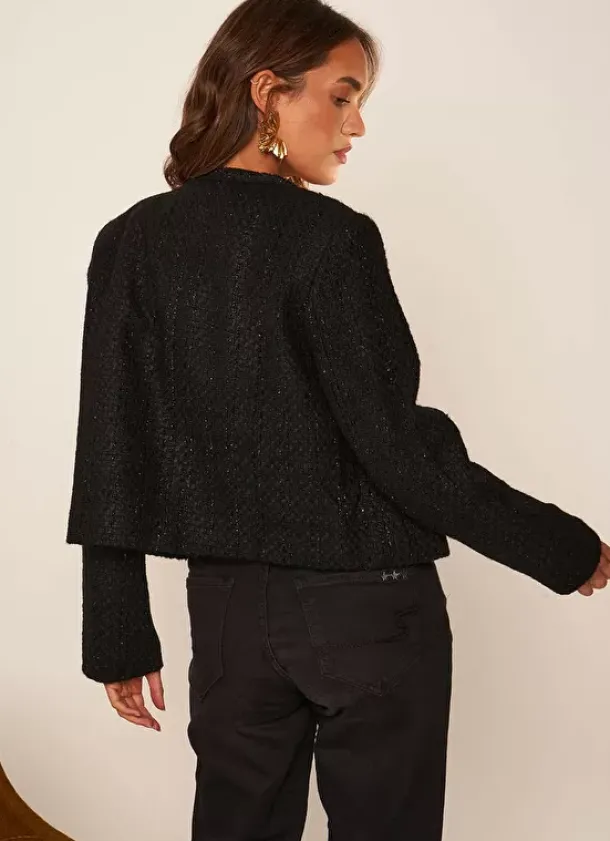Sud Express Jackets & Coats|Veste En Tweed Noir Valentine