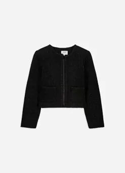 Sud Express Jackets & Coats|Veste En Tweed Noir Valentine