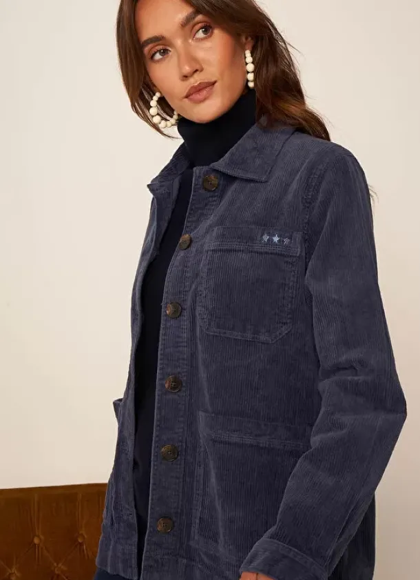 Sud Express Jackets & Coats|Veste En Velours Cotele En Coton Indigo Vastina