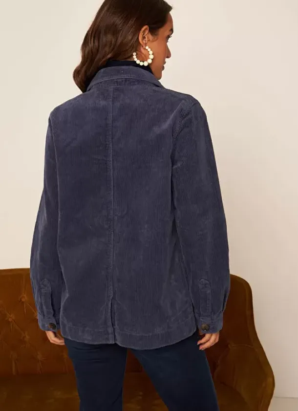 Sud Express Jackets & Coats|Veste En Velours Cotele En Coton Indigo Vastina