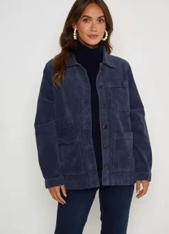 Sud Express Jackets & Coats|Veste En Velours Cotele En Coton Indigo Vastina