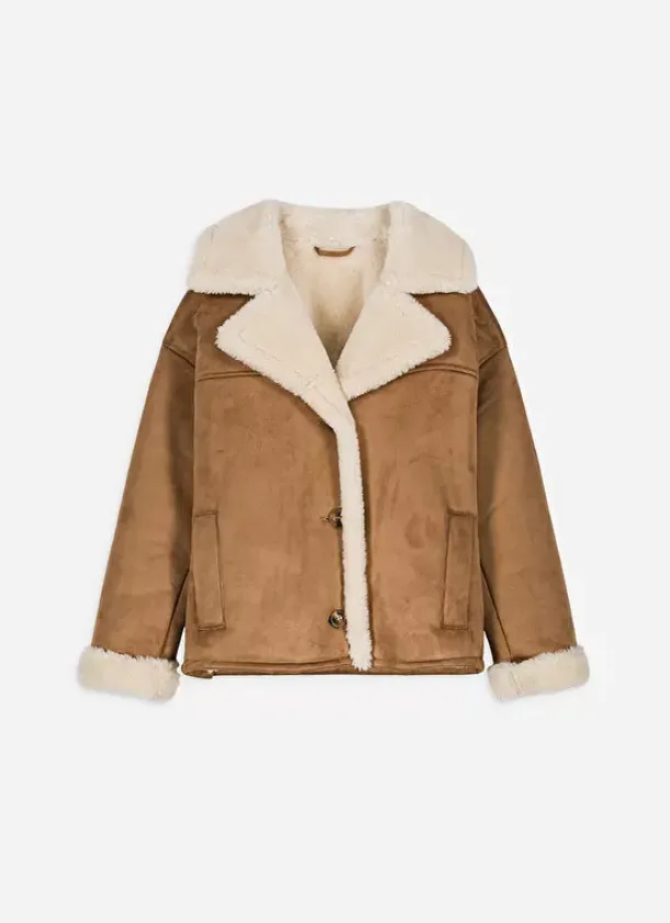 Sud Express Jackets & Coats|Veste Fausse Fourrure Camel Marina