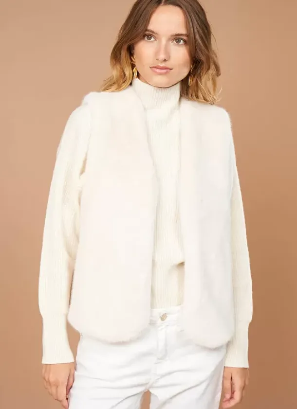 Sud Express Jackets & Coats|Veste Sans Manches Fausse Fourrure Craie Garinko