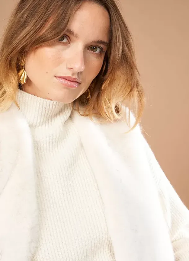 Sud Express Jackets & Coats|Veste Sans Manches Fausse Fourrure Craie Garinko