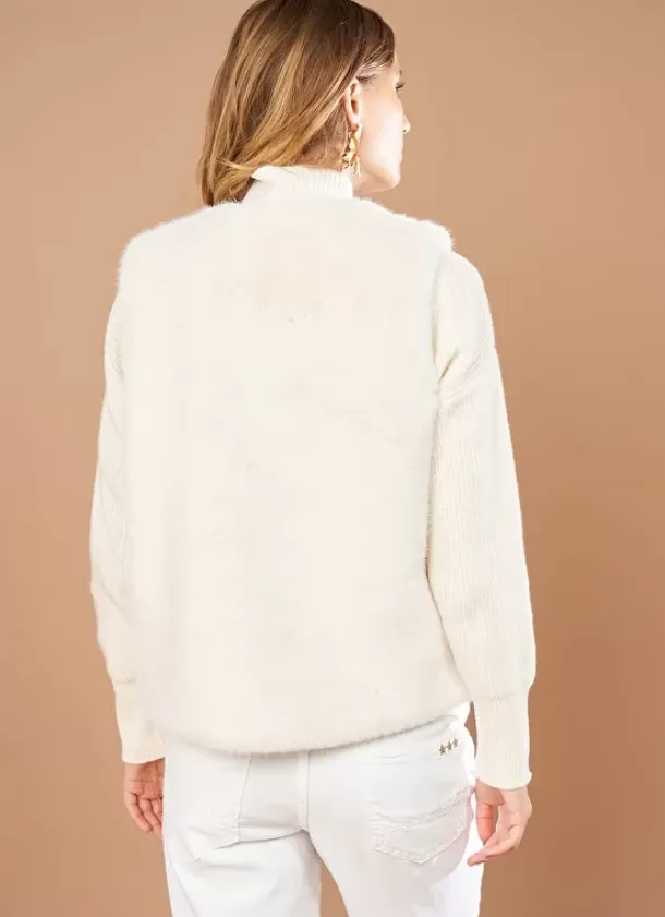 Sud Express Jackets & Coats|Veste Sans Manches Fausse Fourrure Craie Garinko