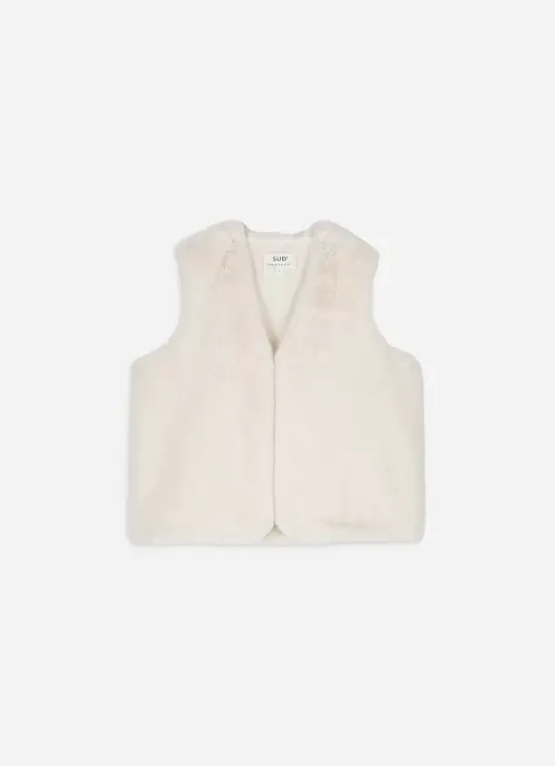Sud Express Jackets & Coats|Veste Sans Manches Fausse Fourrure Craie Garinko